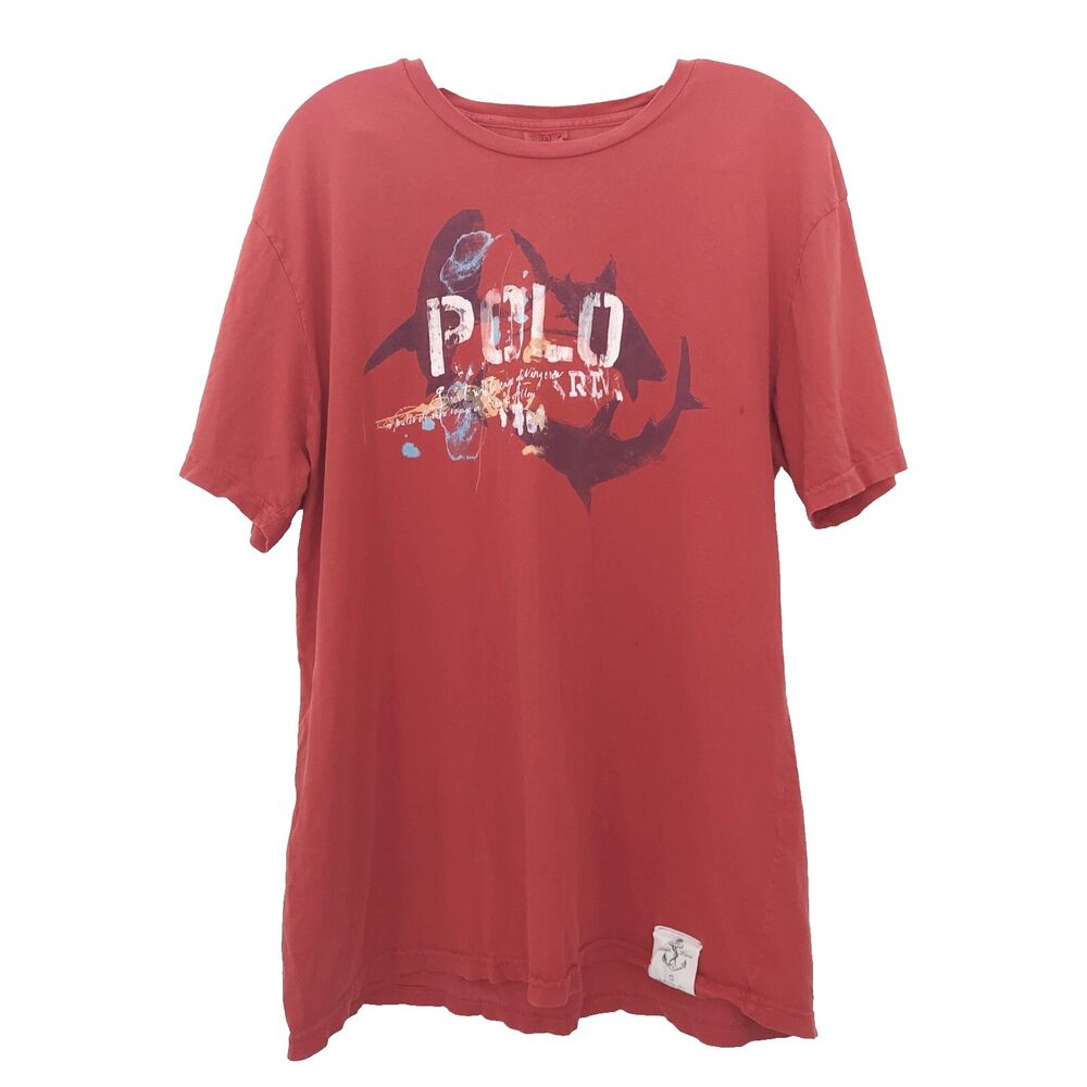 Vintage Polo Ralph Lauren T-Shirt Large Red Shark Alley Tank Diving
